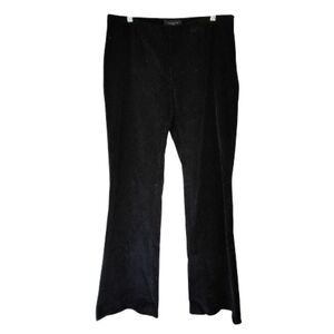 Piazza Sempione Corduroy Flare Pants Black Cotton Side Zip Size IT 48 US 12